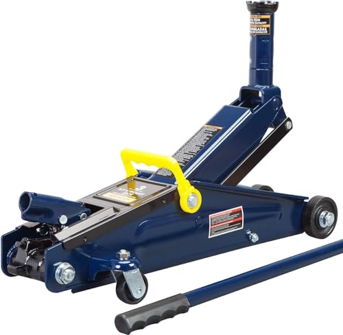 3 Ton (6,000 lbs) Low Profile Heavy Duty Steel Hydraulic Floor Jack with Single Piston Pump, Lifting Range 5-11/16" to 21", for Car, SUV and Truck, Blue - color: blue