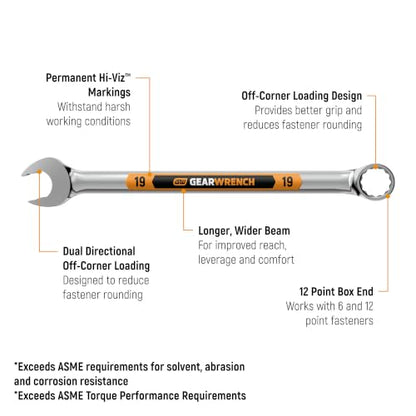 GEARWRENCH 24 Piece 12 Point SAE/Metric Hi-Viz Long Pattern Combination Wrench Set | 81900H - style: 24 pc