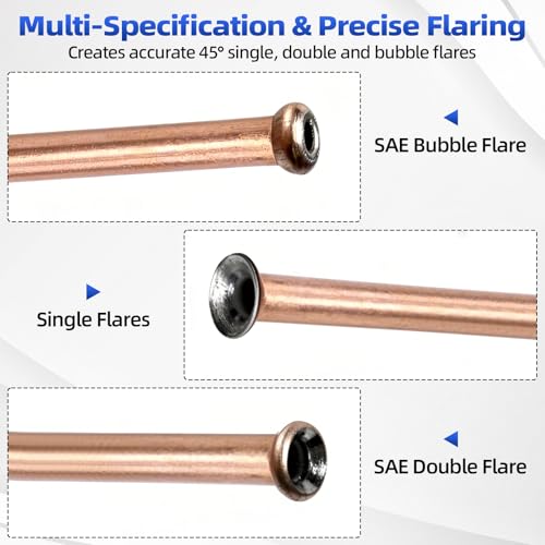 8MILELAKE 7-Piece Brake Line Flaring Tool Kit, 3/16" 1/4" Double Flaring Tool for 45° Single Double Bubble Flares, Brake Flare Tool for Vehicle Brake & Hydraulic Line Repair
