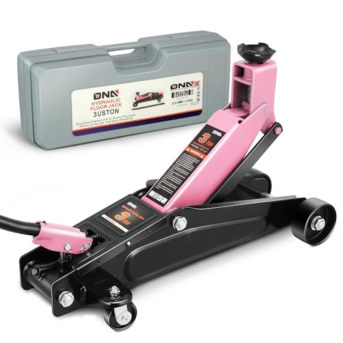 DNA Motoring 3 Ton Low Profile Floor Jack, 3 tons (6000 lbs) Capacity Fast Lift Hydraulic Trolley Service/Floor Jack, 7.7 "-21" Lifting Range, Pink, TOOLS-00674-PK - color: Pink, style: 3 ton