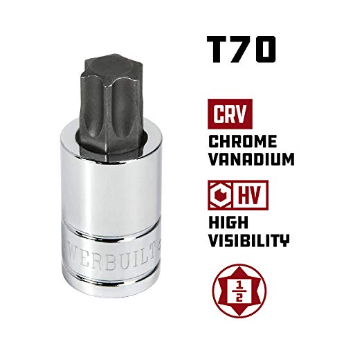 Powerbuilt T-70 Star Bit Socket, 1/2 Inch Drive, Torx, High Visibility Size Marking - 940363 - style: T-70