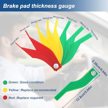 3pcs Tire Tread Depth Gauge Tool, Color-Coded Brake Pad Lining Gauge Digital Tire Tread Measuring Tool for Motorcycle Car Truck Bus