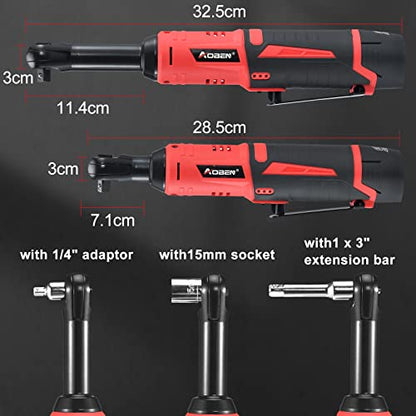 AOBEN 3/8" 40 Ft-lbs Cordless Electric Ratchet Wrench Kit with Variable Speed, Lithium Batteries - style: AB733-1D