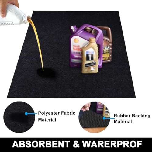 AiBOB Oil Spill Mat, 72” X 96” inches, Garage Floor Mat Under Car, Waterproof Backing Absorbent Pad Protects Floor, Durable, Reusable, Black - size: 6' x 8'