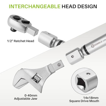 Adjustable HVAC Open End Digital Torque Wrench 1/2"Drive1.5-99Ft.Lb | Interchangeable Electric Torque Wrench(2-135N.m), 40mm 2% Accuracy for Car Automotive Moto Narrow Pipeline, Maint. Techs DIY - size: 1/2" 1.5-99.6FT.LB, style: Digital