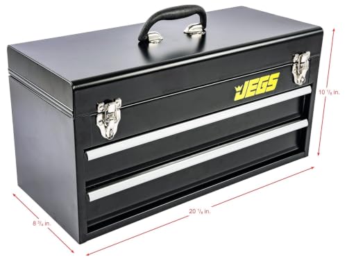 JEGS 170-Piece Mechanic's Tool Set - Includes Black Powder Coated Steel Toolbox, Sockets, Extenders, Ratchets, Wrenches, Screwdrivers, Pliers & Bits