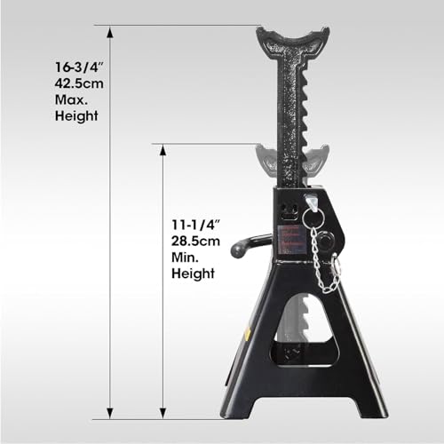 Big RED 3 Ton Double Locking Steel Jack Stands, for Lifting UTV/ATVS, Small Trucks and SUVS, Heavy Duty Steel, 6000lbs Capacity, 1 Pair, Black - color: Black, size: 3 ton, style: Double Locking