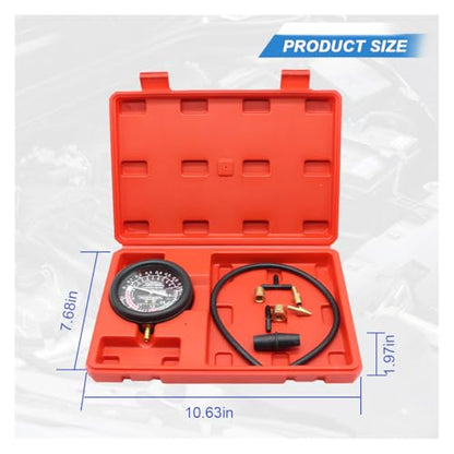 Fuel Pump and Vacuum Tester Gauge, Car Carburetor Leak Diagnostics Tester Kit, Universal Pressure Testing Meters for Automotive Engine Fuel System