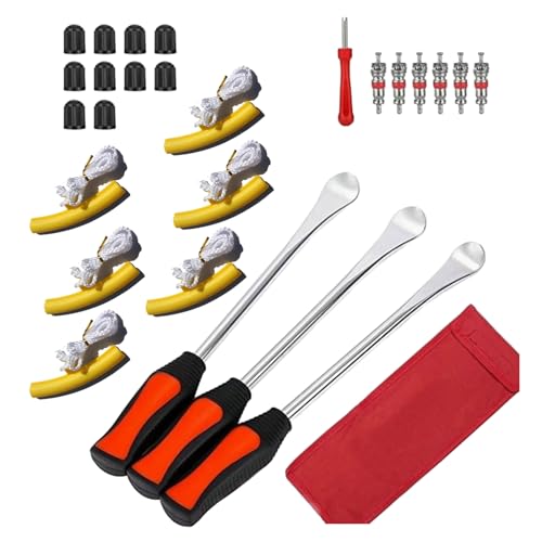 Tire Levers Spoon Set, Heavy Duty Motorcycle Bike Car Tire Irons Tool Kit, Changing Spoon Rim Protector Repair Tools Kit - color: Yellow, size: H