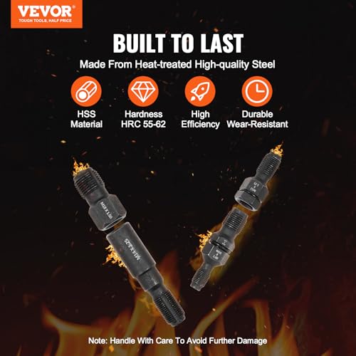 VEVOR Thread Chaser Set 7-Piece - Metric Thread Restorer Tool - M10 M12 M14 M18 M20 M22 Rethreading Tool Kit with Storage Case for Automotive Thread Repair Applications - size: 7PCS, style: METRIC
