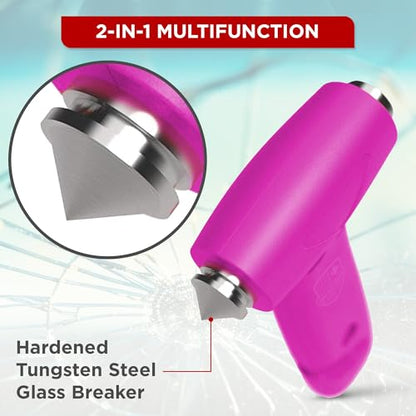 Swiss Safe 5-in-1 Emergency Car Safety Hammer – Car Window Breaker & Seatbelt Cutter, Heavy-Duty Escape Tool for Vehicle Emergencies and Auto Kits – Pink, 1 Pack - color: Pink, size: 1-Pack