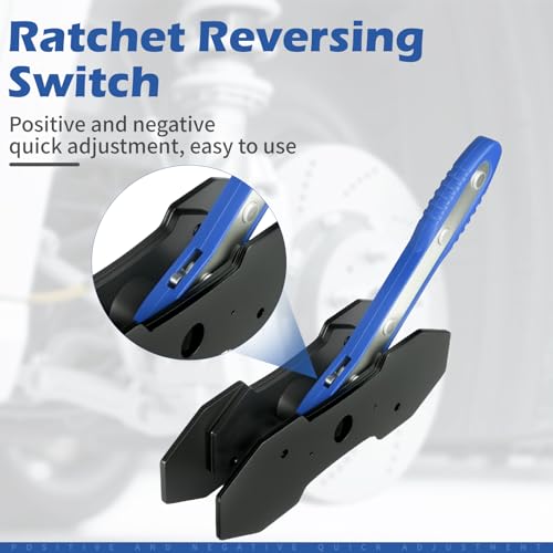 Brake Caliper Compression Tool for Disc Brake Repair | 360° Swing Ratchet, 2PCS Extra Large Steel Magnetic Plates for Sextuplet Pistons, Easy Car & Truck Brake Repair - color: Blue