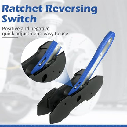 Brake Caliper Compression Tool for Disc Brake Repair | 360° Swing Ratchet, 2PCS Extra Large Steel Magnetic Plates for Sextuplet Pistons, Easy Car & Truck Brake Repair - color: Blue