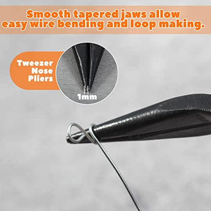 5-Inch Round Nose Pliers Specialty Pointed Nose Tweezer Nose Plier | 1mm Diameter Tip, Smooth Jaw, Mini Precision Needle Nose Chain Nose Pliers for Jewelry Making Wire Wrapping, Object Gripping - style: Round Nose Pliers