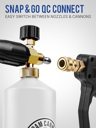 MEKOH Foam Cannon for Pressure Washer, 4000psi Car Wash Foam Gun, 1 Liter Foam Sprayer, Pressure Washer Soap Attachment with 1/4" Quick Connector, Snow Soap Blaster with 5 Nozzles for Car Detailing - size: 1.25mm
