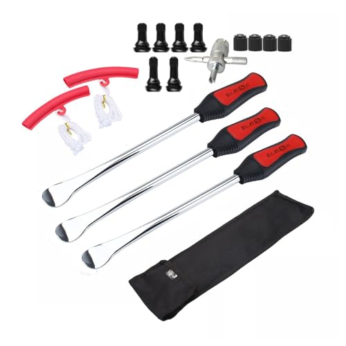Dr.Roc Tire Spoon Lever Dirt Bike Lawn Mower Motorcycle Tire Changing Tools with Stable Bag 3 Tire Irons 2 Rim Protectors 1 Valve Stems Set TR412 TR413 - size: 11"