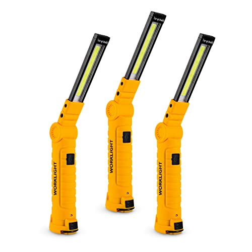 Lmaytech 3 Pack Rechargeable LED Work Lights with Magnetic Base and 360° Rotation, 5 Modes for BBQ, Camping, Reading, and Car Repair - color: Yellow, size: 3 Pack