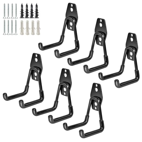 GeeWatom Garage Storage Utility Hooks，Garage Garden Tool Organizer，Steel Wall Mount Hooks, Garden Small U Hooks (6 Pack-Black) - color: 6 Pack-Black