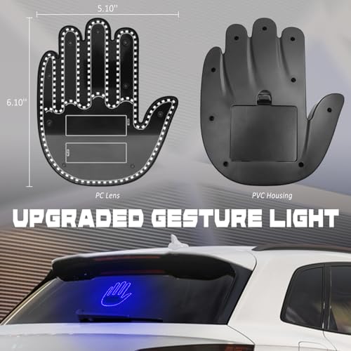 DIBMS Hand Gesture Light with Remote, Red LED Finger Funny Window Sign Light Accessories for Car Truck (Blue) - color: Blue
