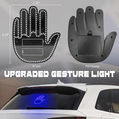DIBMS Hand Gesture Light with Remote, Red LED Finger Funny Window Sign Light Accessories for Car Truck (Blue) - color: Blue