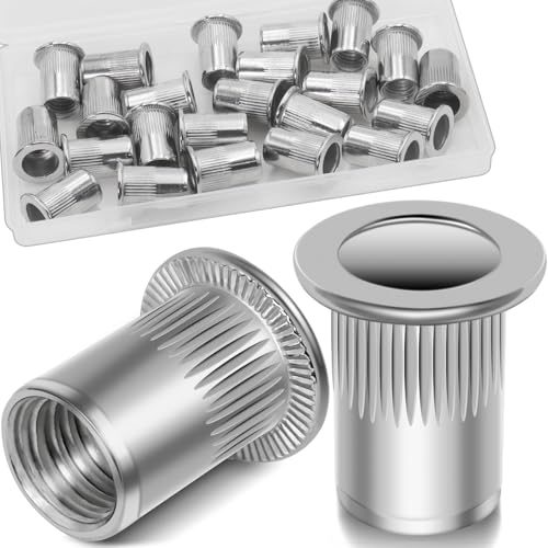 21Pcs M10 Rivet Nuts, 304 Stainless Steel Flat Head Rivnut Threaded Insert Nutsert - color: Silver, size: Metric M10 - 21 Pcs
