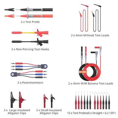 Proster Multimeter Test Leads Kit 26pcs - Multi Testers Replacement Test Leads with Alligator Clips Test Probe Spring Test Hook Test Prods Storage Bag Electric Tester Leads for Multimeter Tester - style: Test Leads 26pcs