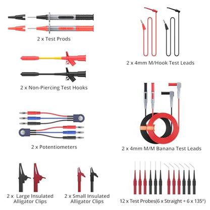 Proster Multimeter Test Leads Kit 26pcs - Multi Testers Replacement Test Leads with Alligator Clips Test Probe Spring Test Hook Test Prods Storage Bag Electric Tester Leads for Multimeter Tester - style: Test Leads 26pcs