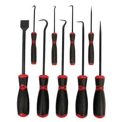 Performance Tool W948 9-Piece Hook/Pick/Scraper Set,Black/Red