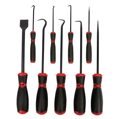 Performance Tool W948 9-Piece Hook/Pick/Scraper Set,Black/Red