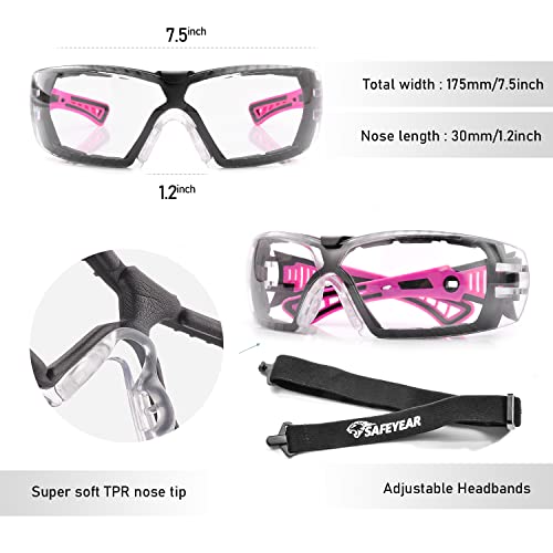 SAFEYEAR Women's Anti Fog Safety Goggles Glasses with HD Anti Scratch Resistant Lenses Work Goggles for Nurse Eye Protection - color: Purple