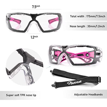 SAFEYEAR Women's Anti Fog Safety Goggles Glasses with HD Anti Scratch Resistant Lenses Work Goggles for Nurse Eye Protection - color: Purple