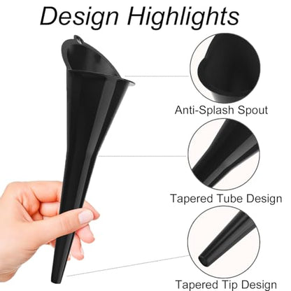 3-Pack Long-Neck Oil Funnels, 11" Multi-Purpose Funnels for Automotive & Motorcycle Use – Reusable Funnel for Oil, Gas & Transmission Fluid (Black) - color: Black