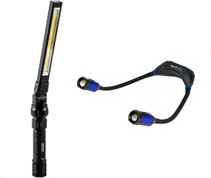 NextLED Ultimate Hands-Free Work Light Combo: NT-7544 Heavy Duty Work Light & NT-6633 Rechargeable LED Neck Light