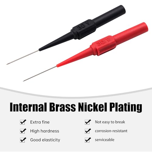 10 PCS Back Probe Pins Kit, 0.7mm Non-Destructive Insulation Wire Piercing Test Needle with 4mm Banana Socket for Car Electrical and Multimeter Testing