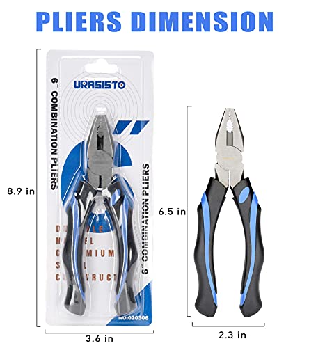 URASISTO 6-Inch Linesman Pliers with heavy Duty Nickel Chromium Steel Construction - size: 6" Linesman Pliers
