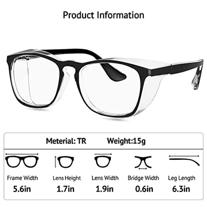Feaglo Safety Glasses, Anti Fog Safety Goggles for Women Men, Blue Light Blocking Stylish Eye Protection Glasses Side Shield - color: Transparent+black