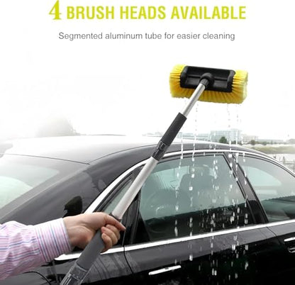 62" Car Wash Brush with Long Handle Soft Bristle Car Cleaning Brush for Washing Exterior Car Washing Brush with Water Hose Attachment for Truck, RV, SUV, Boat Cleaning