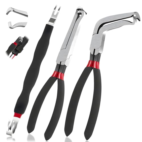 Electrical Disconnect Pliers 37960, 37980, Electrical Connector Separator 13120, 8in Automotive Tools Electrical Connector Pliers, Automotive Tools for Push Tab Style Plugs (3-Piece Set) - style: Straight and 60 Degree