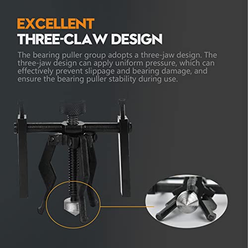 3 Jaw Inner Pilot Bearing Puller Auto Bushing Carbon Steel Gear Extractor Wheel Bearing Puller Automotive Machine Tool Kit for Car SUV Motorcycle Motorbike