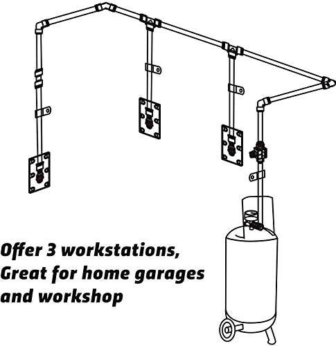 Shop Air Line Kit, 3/8 Inch (9.5MM) OD × 60 Feet Nylon Compressed Air Pipe, 200PSI, Cutter, Tees, Mounting clips, Connectors, 49PCS Garage Air Compressor Accessories Master Kit