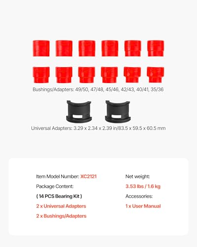 VEVOR Motorcycle Fork Seal Driver Tool Kit for 35mm-50mm Adjustable,Universal Bike Bearing Race and Seal Driver Tool Set 14pcs - style: bike fork seal driver