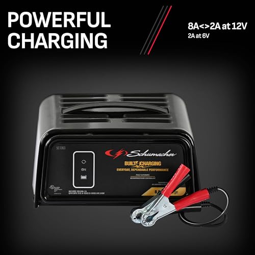 Schumacher Electric 8A Car Battery Charger and Maintainer, 3-in-1 Solution, for 6V/12V Power Sport, Automotive, and Marine Batteries, SC1363 (Pack of 2) - size: (Pack of 2)