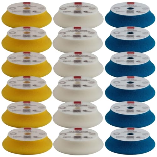 RUPES D-A Series 4" Orbital Foam Polishing Pads Bundle - Includes 6 Fine, 6 Ultra Fine and 6 Coarse Foam Pads - Tailored to Meet the Diverse Needs of Automotive Detailing