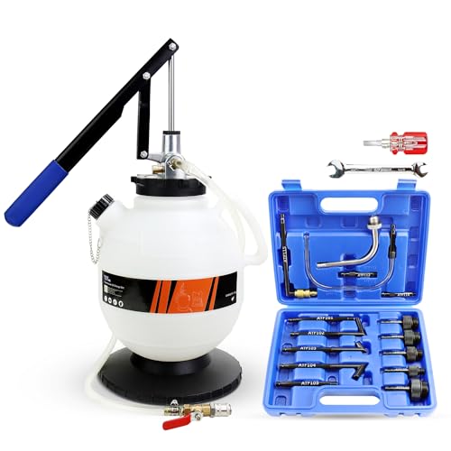 YSTOOL 7.5L Transmission Fluid Pump Manual ATF Refill Fill System Dispenser Hand Pump Kit Portable Automatic Oil Transfer Change Filling Tools with 15PCS ATF Adapters Blue Case - color: Blue Case