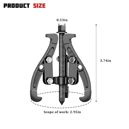 3 Jaw Car Inner Bearing Puller, Automotive Pilot Bearing Wheel Gear Puller with Reversible Jaws, Heavy Duty Vehicle Gear Extractor Pulley Tool Accessories, Universal Fit (3Inch)