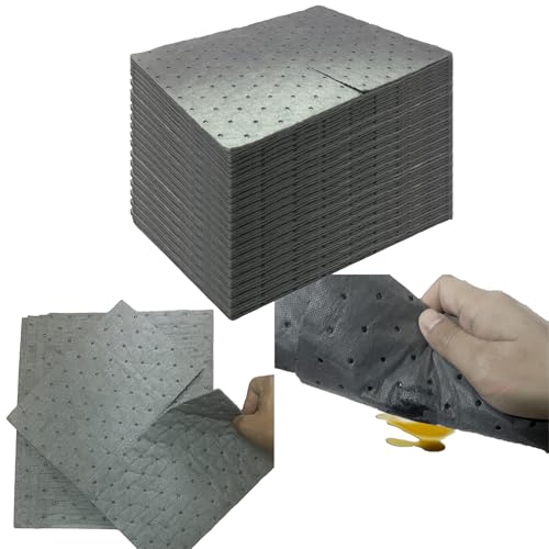 100PCS Universal Light Duty Absorbent Pads, 13"x9.8" | Absorbs Oil, Grease, Water, Fast Cleanup for Small Drips & Spills in Garages and Workshops - color: 100 Gray 13"x9.8"