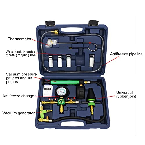 Coolant System Vacuum Refill Kit, Radiator Pressure Leak Tester Antifreeze Filler with Universal Fitting, Lightweight Portable Toolbox for Most Vehicles