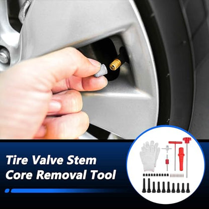 37PCS Quick Tire Valve Change Tool Kit, Tire Valve Stem Core Removal Replacement Tool for Cars Motorcycles Lawn Mowers ATVs Trucks Etc, with 4-Way Valve Tool, TR413/TR414/TR418 - size: Set B