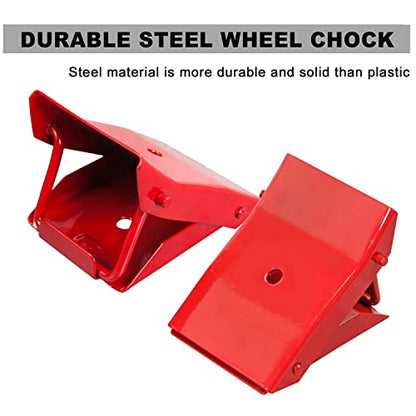 Big RED 2 Pack Steel Wheel Chock Foldable Tire Stop for Car,Trailer, TD5775