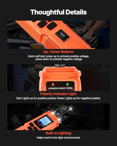 VEVOR Automotive Circuit Tester, 8-35 DCV Power Circuit Probe Tester with TFT Color Display and Lighting, Automotive Power Tester Probe with 19.7 ft / 6 m Cable, 2-in-1 Electrical Detector Finder - style: SVM50